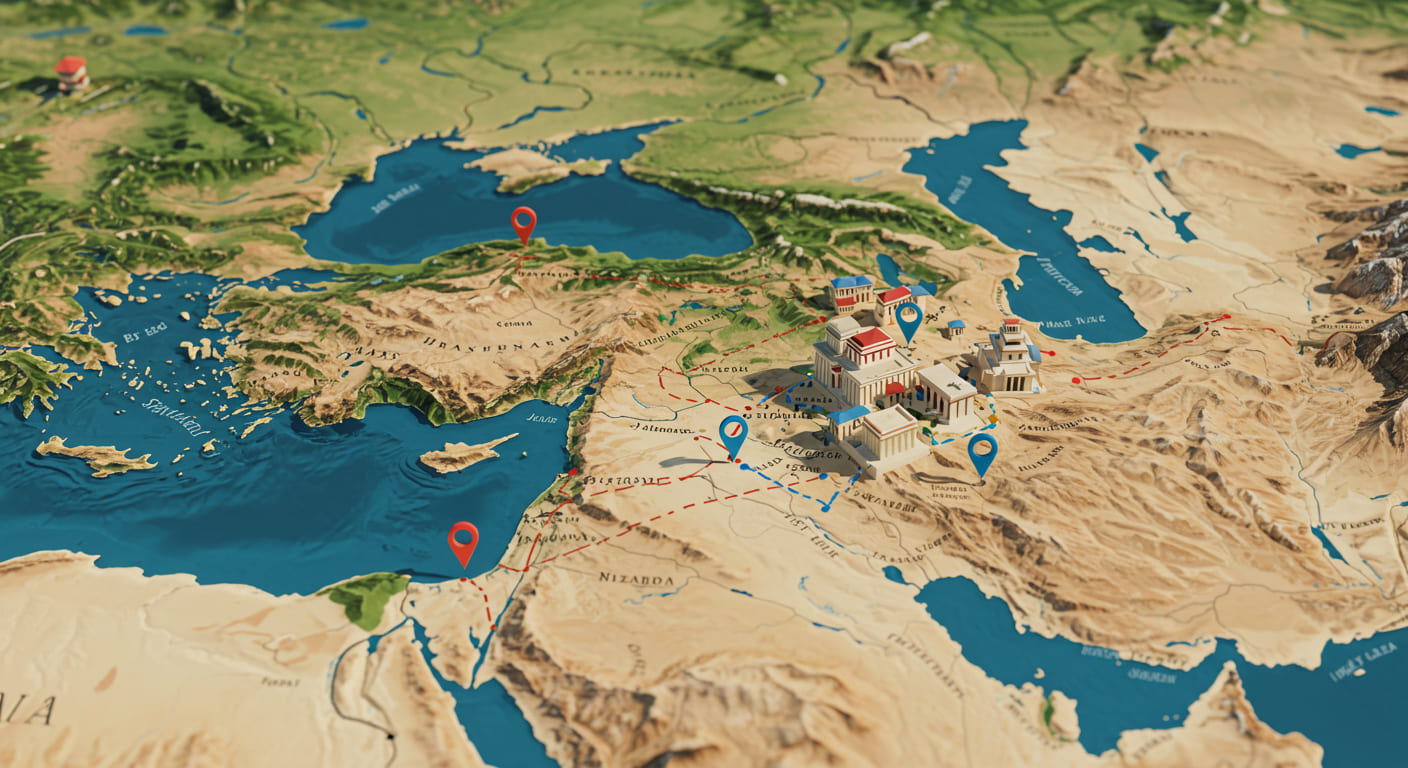 Biblical Site Markers on Map